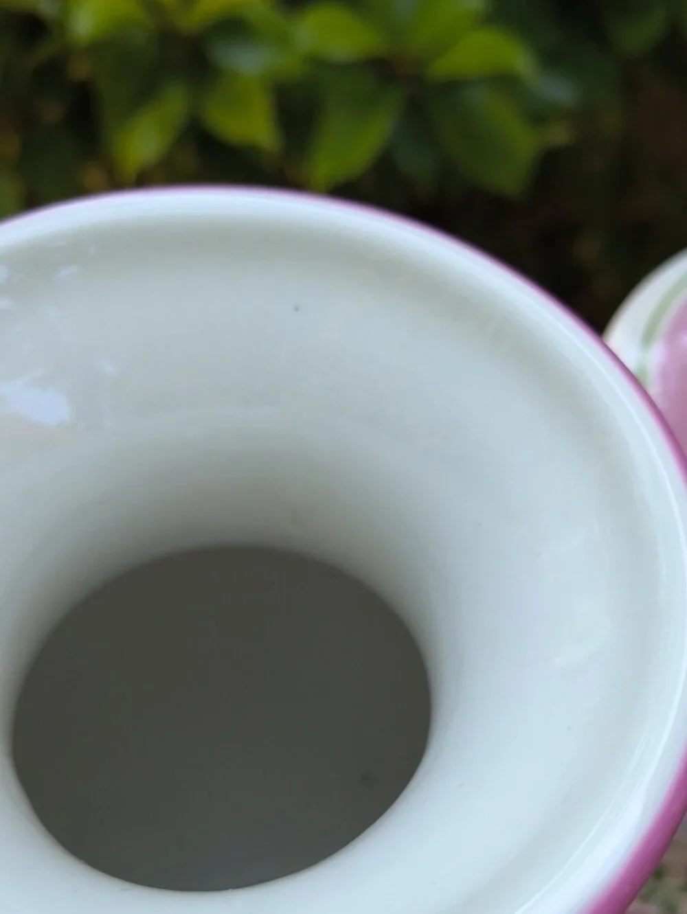 Laura Ashley Pink and White Floral Ceramic Vase Pair with Green Accents